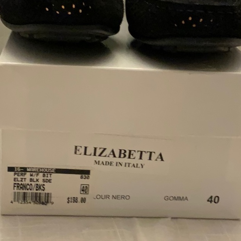 New Elizabetta Perforated Black Suede Loafer Size 40